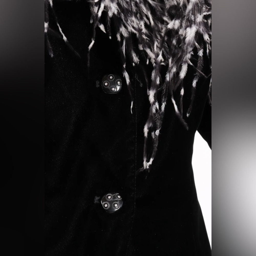 Bob Mackie Black Velvet Jacket with Ostrich Feather Trim - Picture 6 of 6
